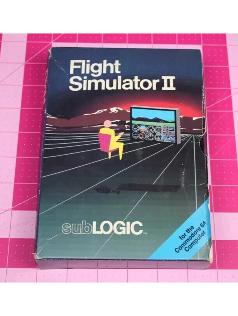 Commodore 64 Flight Simulator II sublogic cm-fs2 Box & Manuals Complete